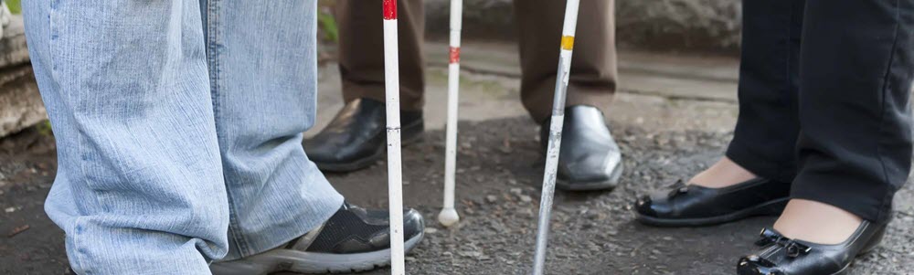 Using a cane is a rehab service taught to visually impaired